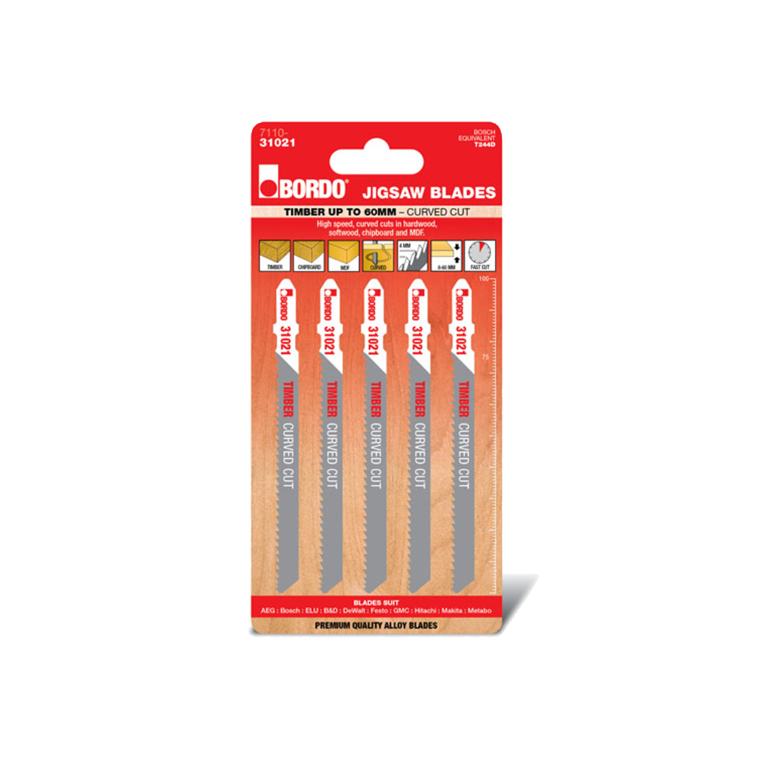Jig Saw Blades Wood 5 Pack Plumbers Choice