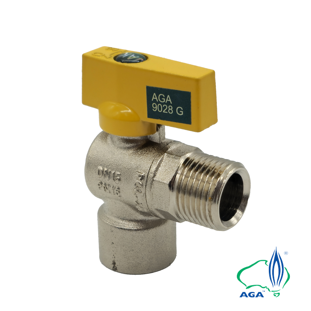 Ball Valve Gas Right Angled M x F 15mm - Plumbers Choice